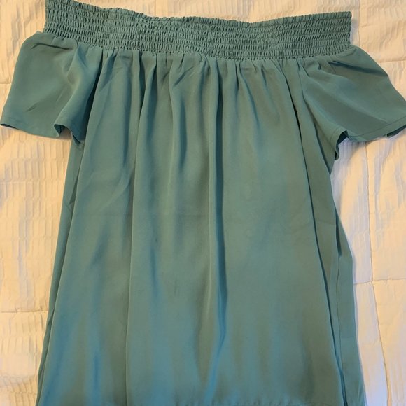 Pink Rose | Teal off the shoulder top - Picture 1 of 1